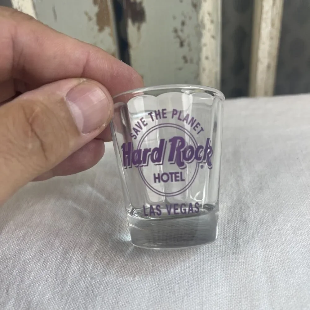 Vtg. Hard Rock Cafe Las Vegas Save The Planet Shot Glass Made In USA
